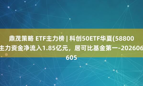 鼎茂策略 ETF主力榜 | 科创50ETF华夏(588000)主力资金净流入1.85亿元，居可比基金第一-20260605